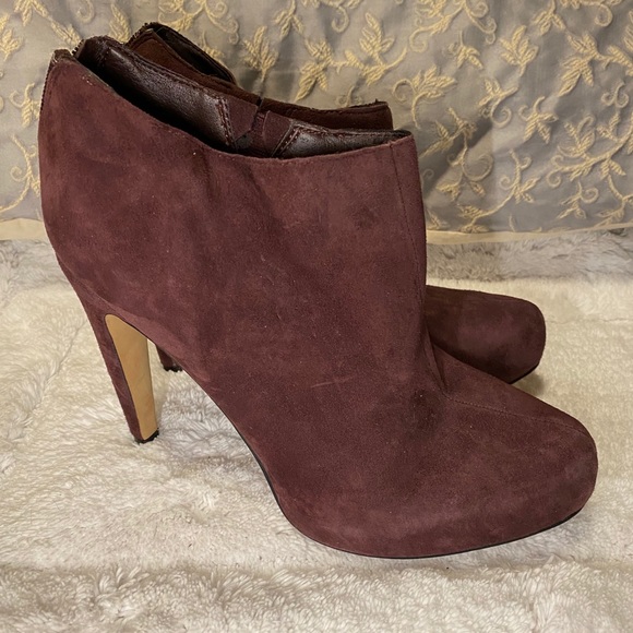 Sam Edelman Burgundy suede Booties 7 - Picture 1 of 5